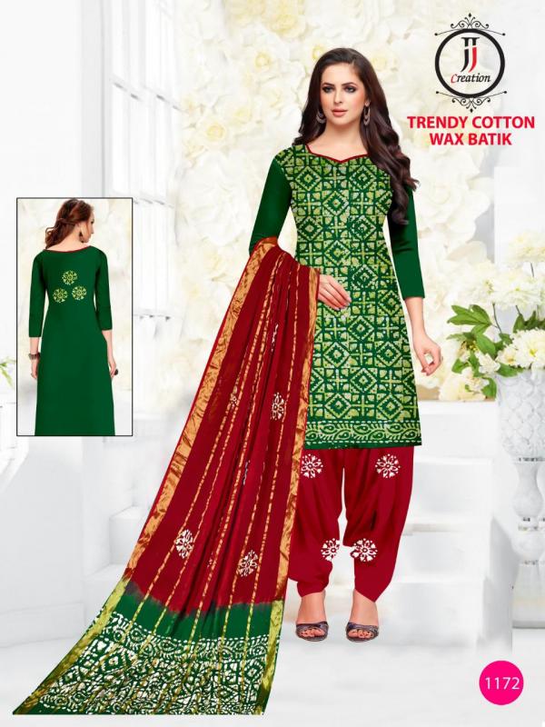 JJ Trendy Cotton Wax Battik Designer Patiyala Dress Material